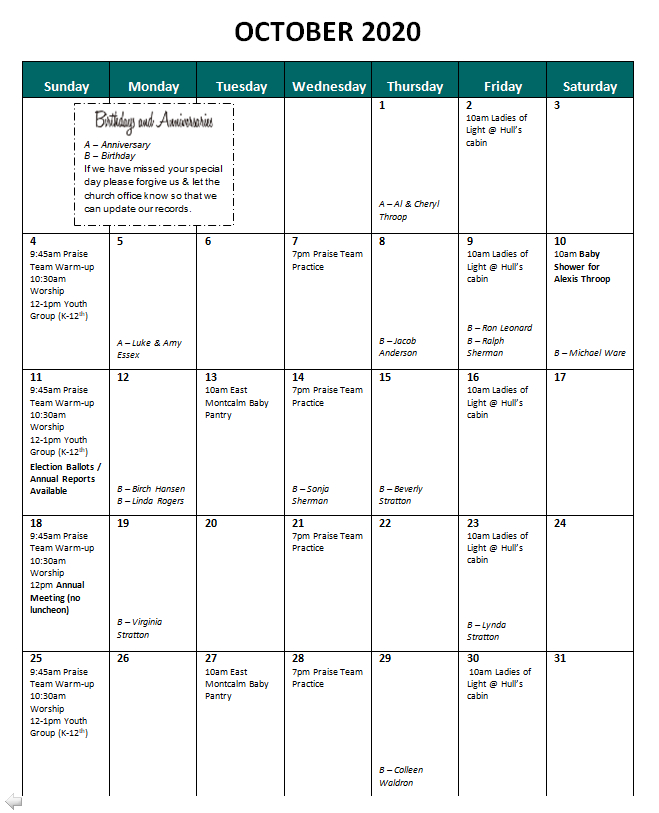 Bulletin/Calendar Ferris Church of Christ